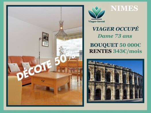 Appartement en viager occupé Bouquet 50 000 € 5 pièces 4 chambres 107 m² 3ème étage Beausoleil Nîmes 30000