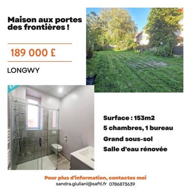 Maison à vendre 189 000 € 8 pièces 5 chambres 153 m² 388 m² de terrain Gouraincourt Longwy 54400