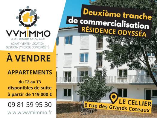 Appartement à vendre 119 000 € 2 pièces 1 chambre 48 m² Étage 1/4 Le Cellier 44850