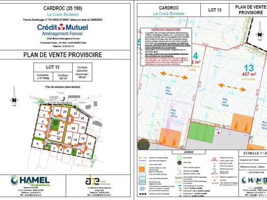 Terrain constructible viabilisé à vendre 49 000 € 437 m² de terrain Cardroc 35190