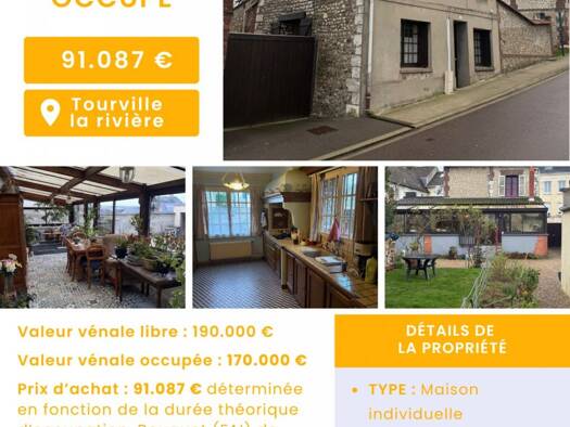 Maison en viager 91 087 € 5 pièces 3 chambres 130 m² Tourville-la-Rivière 76410
