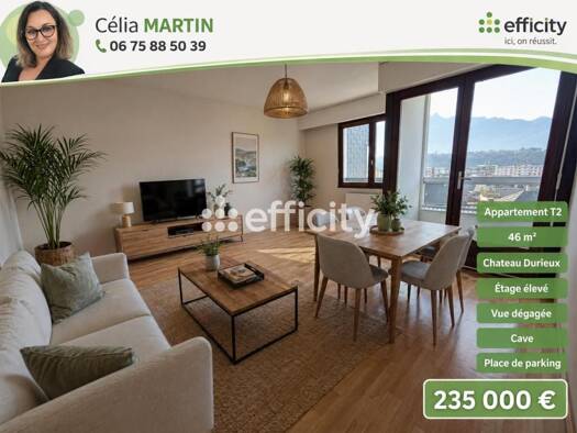 Appartement à vendre 235 000 € 2 pièces 1 chambre 46 m² Étage 5/6 Centre Ville Nord Aix-les-Bains 73100
