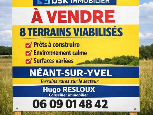 Terrain constructible viabilisé à vendre 62 250 € 875 m² de terrain Néant-sur-Yvel 56430