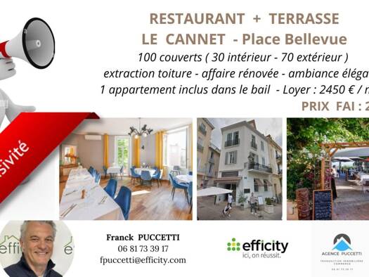 Activités diverses à vendre Fonds de commerce 234 000 € 100 m² de surface de vente Vieux Cannet Le Cannet 06110