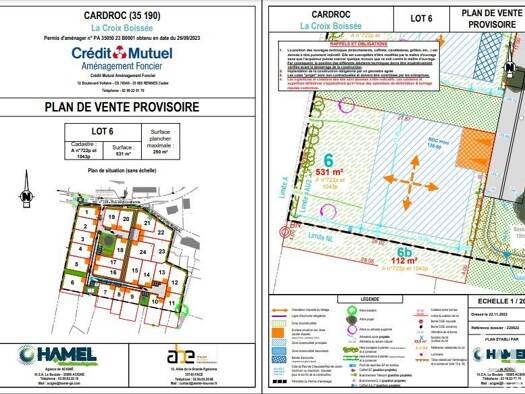 Terrain constructible viabilisé à vendre 73 500 € 643 m² de terrain Cardroc 35190
