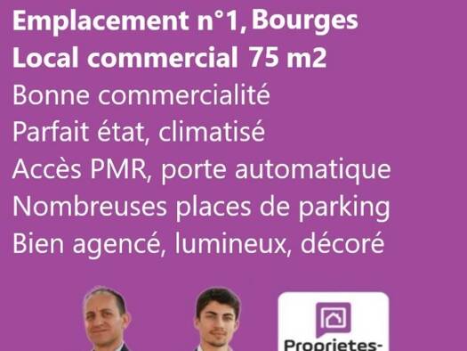 Local commercial à vendre 123 000 € 75 m² de surface de vente Couronne Centrale Bourges 18000