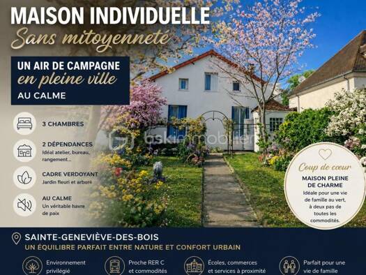 Maison à vendre 315 000 € 5 pièces 3 chambres 89 m² 433 m² de terrain L'Etang Sainte-Geneviève-des-Bois 91700