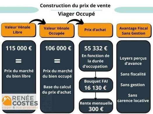 Maison en viager occupé Bouquet 16 130 € 3 pièces 1 chambre 43 m² Pont-d'Ain 01160