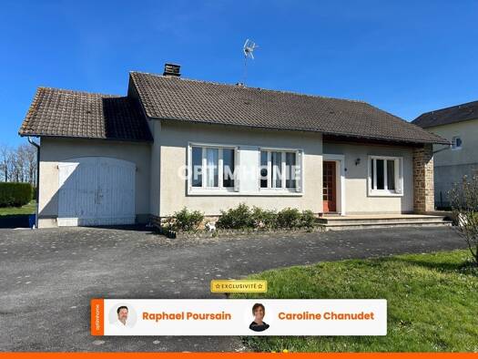 Maison de plain-pied à vendre 112 875 € 3 pièces 2 chambres 81 m² 2 180 m² de terrain Châteauponsac 87290