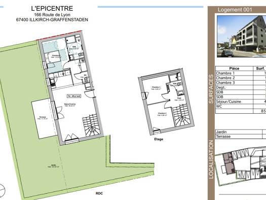 Appartement à vendre - Neuf 410 000 € 3 pièces 3 chambres 85 m² dès le 30/09/2026 Centre Illkrich-Graffenstaden 67400