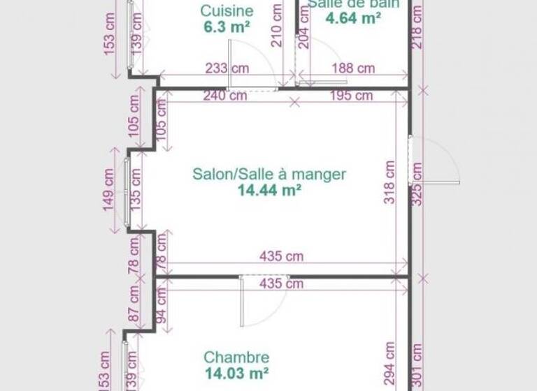 Appartement à louer 619 € 2 pièces 1<br/>chambre 35 m²<br/>superficie Sud Ouest Thann 68800