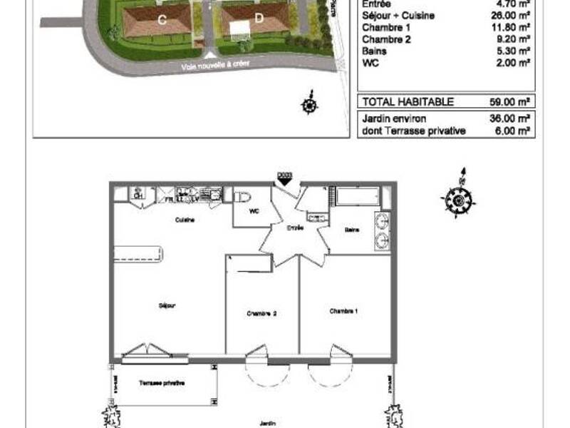 Maison à louer, 59m², SAINT MEDARD EN JALLES