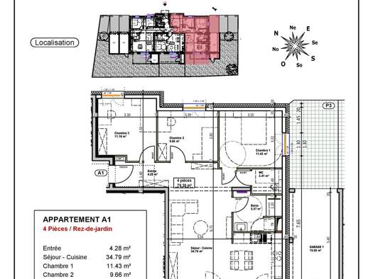 Appartement à vendre - neuf 299 000 € 4 pièces 3 chambres 79,3 m² RDC/2 Sud Barr 67140