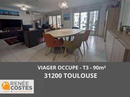 Appartement en viager occupé Bouquet 57 000 € 3 pièces 2 chambres 90 m² Étage 4/4 Amidonniers Toulouse 31200