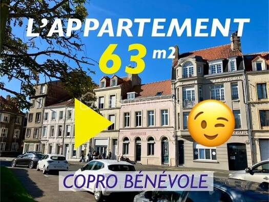 Appartement à vendre 64 900 € 4 pièces 2 chambres 63 m² 1er étage Saint Pierre Boulogne-sur-Mer 62200