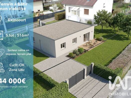 Terrain constructible à vendre 44 000 € 516 m² de terrain Centre Ville Exincourt 25400