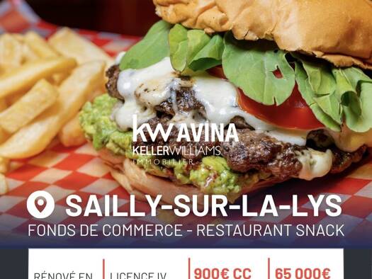 Restauration rapide / Fastfood à vendre Fonds de commerce 65 000 € 110 m² d'espace de restauration Sailly-sur-la-Lys 62840