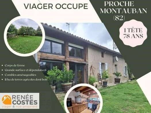 Maison en viager occupé Bouquet 89 075 € 6 pièces 3 chambres 300 m² 111 531 m² de terrain Varennes 82370