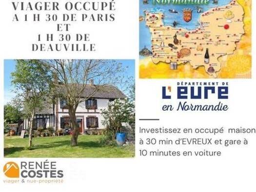 Maison en viager occupé Bouquet 45 750 € 5 pièces 4 chambres 150 m² 1 280 m² de terrain Navarre Evreux 27000