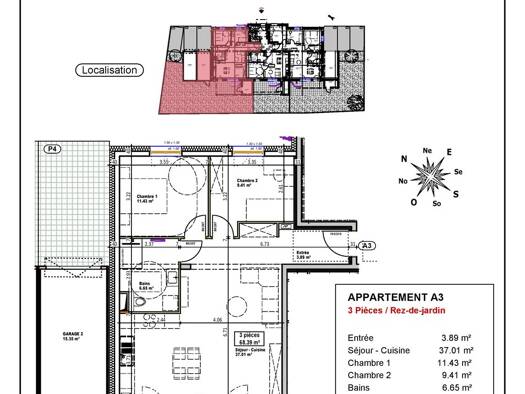 Appartement à vendre - neuf 266 000 € 3 pièces 2 chambres 68,39 m² RDC/2 Sud Barr 67140