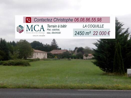 Terrain constructible à vendre 22 000 € 2 450 m² de terrain La Coquille 24450