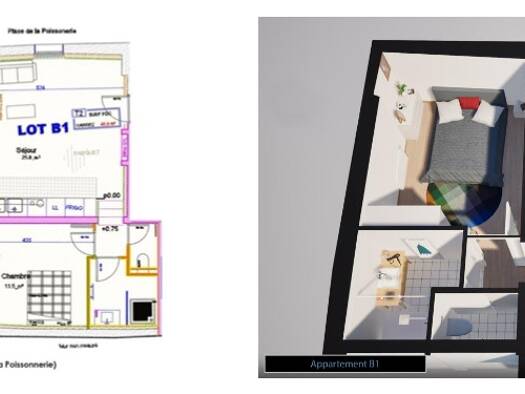Appartement à louer - Neuf 840 € 2 pièces 1 chambre 46 m² 2ème étage Ouest Péri-Centre Ville Vannes 56000