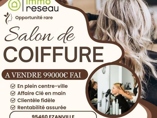 Salon de coiffure à vendre Fonds de commerce 99 000 € 1 pièce Centre Ville Ézanville 95460