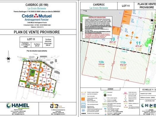 Terrain constructible viabilisé à vendre 79 500 € 885 m² de terrain Cardroc 35190