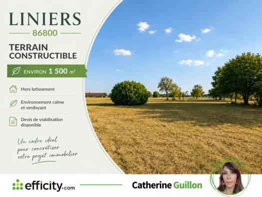 Terrain constructible à vendre 33 000 € 1 500 m² de terrain Liniers 86800