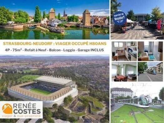 Appartement en viager occupé Bouquet 91 904 € 4 pièces 2 chambres 75 m² Étage 3/9 Neudorf Sud Centre Strasbourg 67100