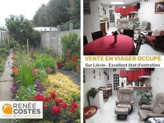 Maison en viager occupé Bouquet 25 315 € 4 pièces 2 chambres 76 m² 198 m² de terrain Saint Amé Liévin 62800
