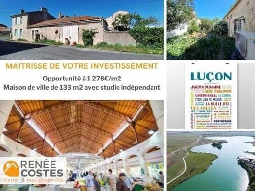 Maison en viager occupé Bouquet 46 150 € 6 pièces 4 chambres 133 m² 575 m² de terrain Centre Urbain Luçon 85400