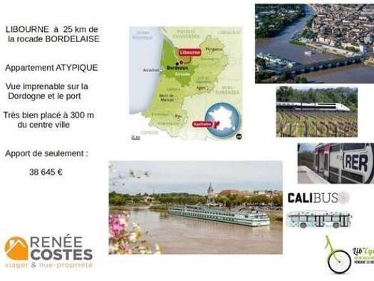 Appartement en viager occupé Bouquet 38 645 € 2 pièces 1 chambre 52 m² Étage 1/2 Fronsac 33500