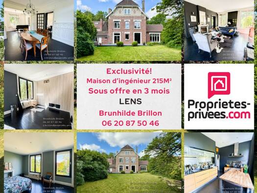 Maison à vendre 548 500 € 9 pièces 5 chambres 215 m² 1 000 m² de terrain Nord Est Lens 62300