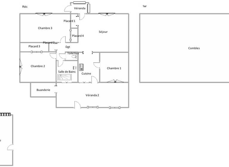 Maison de plain-pied à vendre 187 180 € 6 pièces 3<br/>chambres 85 m²<br/>superficie 458 m²<br/>terrain Centre Ville Dreux 28100