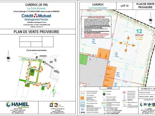 Terrain constructible viabilisé à vendre 61 500 € 673 m² de terrain Cardroc 35190