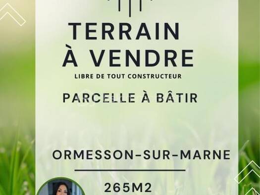 Terrain constructible à vendre 225 000 € 265 m² de terrain Nord Ormesson-sur-Marne 94490