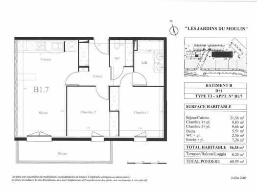 Duplex à louer 667 € 3 pièces 2 chambres 56 m² 1er étage Nord Est Saint-André-de-Cubzac 33240
