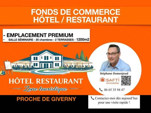 Hôtel à vendre Fonds de commerce 695 000 € 33 pièces 1 200 m² d'espace de restauration Giverny 27620