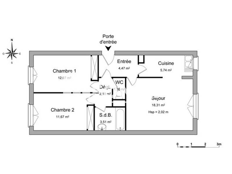 Maison à louer, 59m², EQUEMAUVILLE