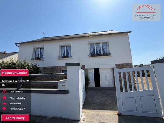 Maison à vendre 146 990 € 4 pièces 3 chambres 79 m² 360 m² de terrain Pleumeur-Gautier 22740