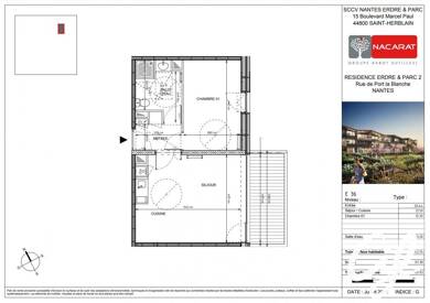 Appartement à louer 623 € 2 pièces 1 chambre 42 m² RDC Nantes Erdre Nantes 44300