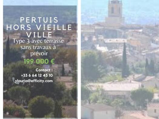 Appartement à vendre 189 000 € 3 pièces 2 chambres 60 m² Centre Ancien Pertuis 84120