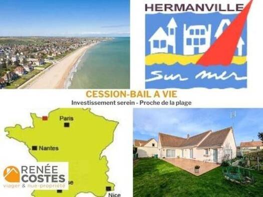 Maison de plain-pied en viager 378 000 € 4 pièces 3 chambres 130 m² 755 m² de terrain Hermanville-sur-Mer 14880
