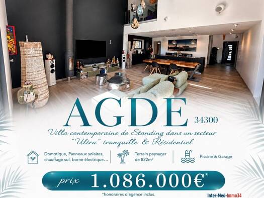 Villa à vendre 1 086 000 € 5 pièces 3 chambres 210 m² 822 m² de terrain Coopérative Agde 34300