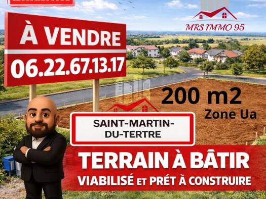 Terrain constructible viabilisé à vendre 115 000 € 200 m² de terrain Saint-Martin-du-Tertre 95270