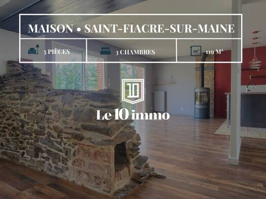 Maison à vendre 299 900 € 5 pièces 3 chambres 119 m² 620 m² de terrain Saint-Fiacre-sur-Maine 44690