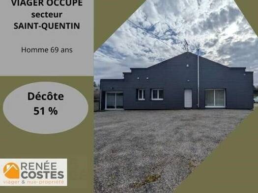 Maison en viager occupé Bouquet 66 958 € 5 pièces 2 chambres 120 m² 1 300 m² de terrain Le Vermandois Saint-Quentin 02100
