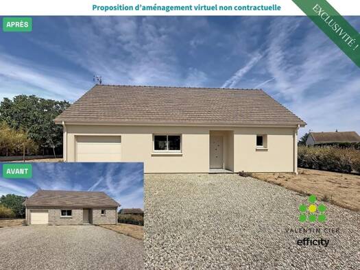 Maison de plain-pied à vendre 199 900 € 4 pièces 3 chambres 85 m² 1 100 m² de terrain Saint-Lubin-des-Joncherets 28350