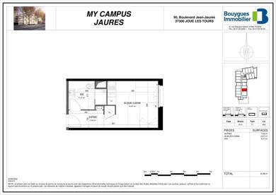 Appartement à louer 440 € 1 pièce 23 m² 4ème étage Rabière Joue les Tours 37300